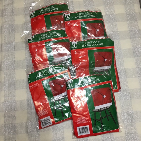 christmas house santa hat chair covers